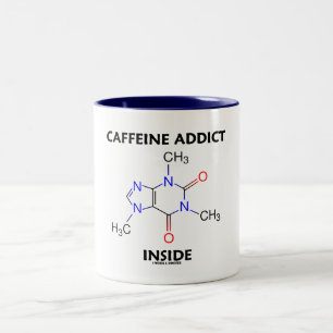 Caffeine Addict Inside (Caffeine Molecule) Tweekleurige Koffiemok