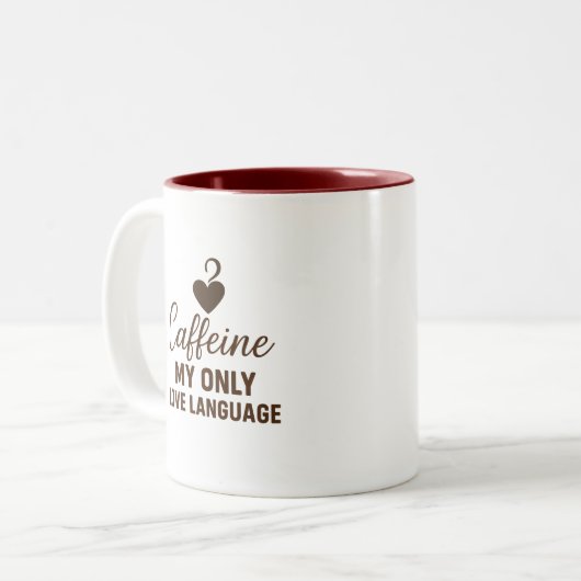 Caffeine Addict Minimalistic Design Coffee Mug  Tweekleurige Koffiemok (Voorkant links)