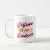 Caffeine and Kindness Pink Coffee Art Koffiemok (Links)