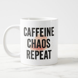 Caffeine. Chaos. Repeat. – Neon Cyberpunk Coffee M Extra Grote Beker