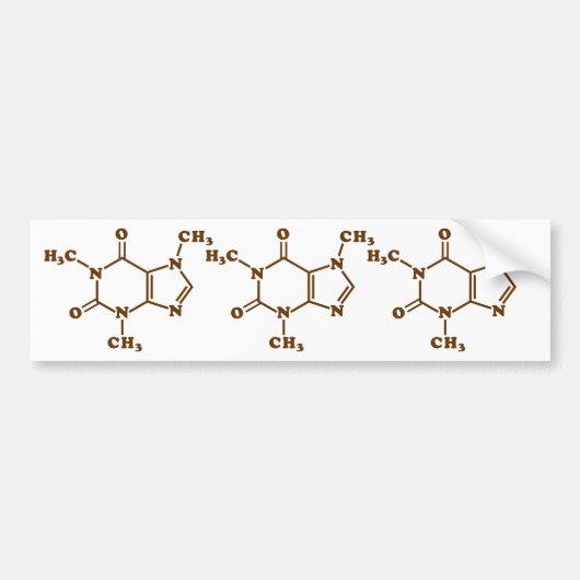 Caffeine Coffee Molecular Chemical Formule Bumpersticker (Voorkant)