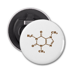 Caffeine Coffee Molecular Chemical Formule Button Flesopener