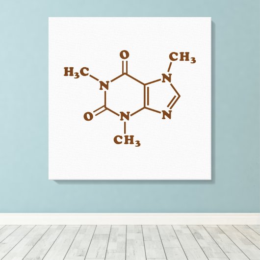 Caffeine Coffee Molecular Chemical Formule Canvas Afdruk (Insitu (Houten vloer))
