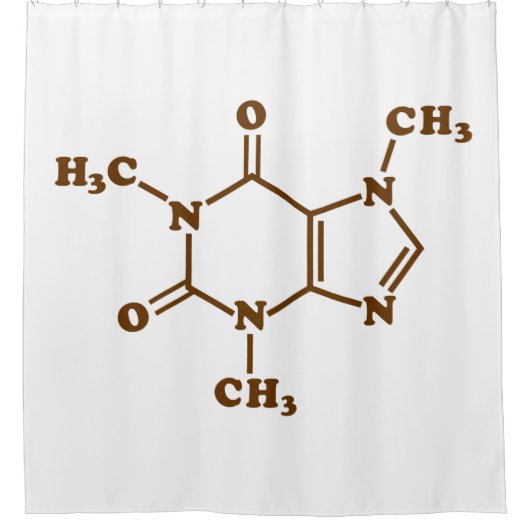 Caffeine Coffee Molecular Chemical Formule Douchegordijn (Voorkant)