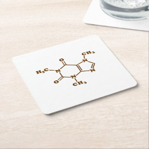 Caffeine Coffee Molecular Chemical Formule Vierkante Kartonnen Onderzetter