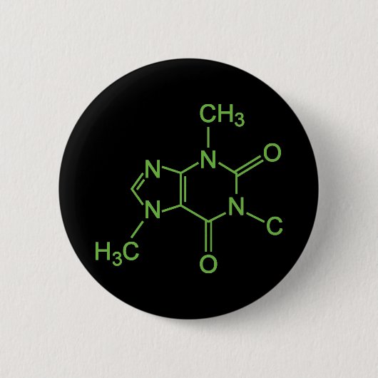 Caffeine Coffee Molecule Chemische Schema Ronde Button 5,7 Cm (Voorkant)