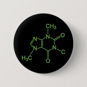Caffeine Coffee Molecule Chemische Schema Ronde Button 5,7 Cm