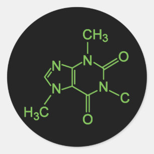 Caffeine Coffee Molecule Chemische Schema Ronde Sticker