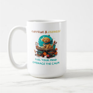 Caffeïne & Coziness Golden Retriever Boek Koffiemok
