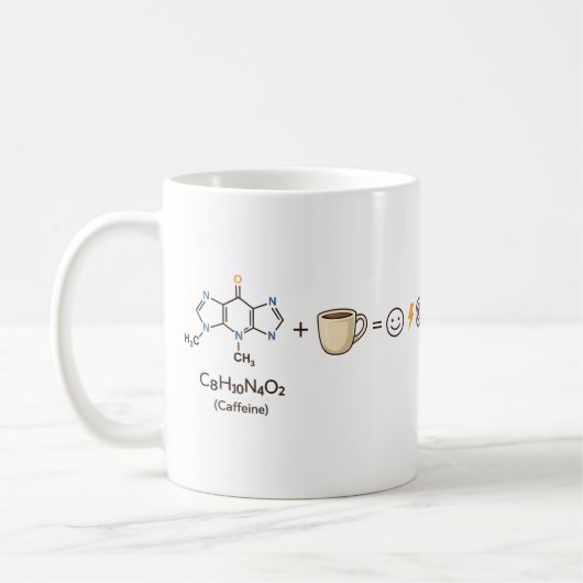 Caffeine Equation–Coffee Powers You Funny Science  Koffiemok (Links)
