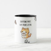 Caffeine First, Cat-itude Later | Funny Cat Coffee Mok (Midden)
