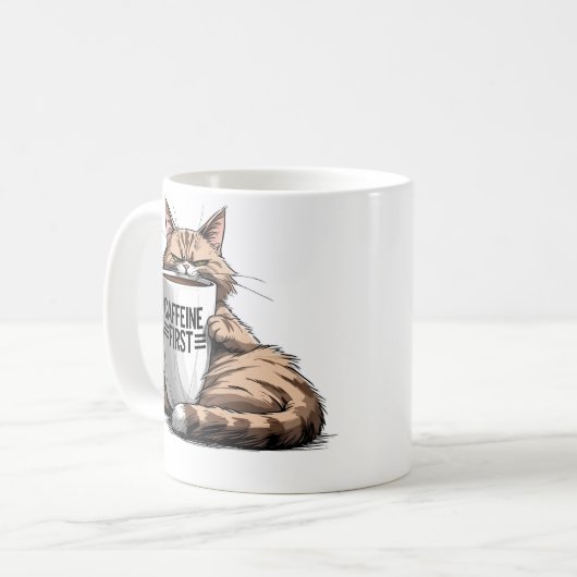 Caffeine First Coffee Mug for Cat & Coffee Lovers (Devant gauche)