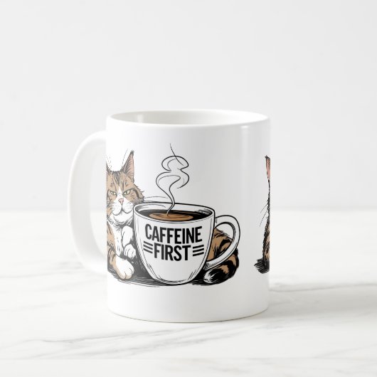 Caffeine First Coffee Mug for Grumpy Coffee Lovers (Devant gauche)