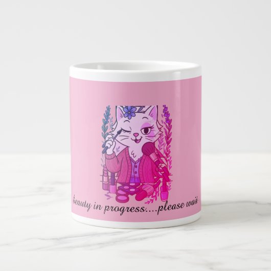 caffeine first, eyeliner second extra grote beker (Voorkant)