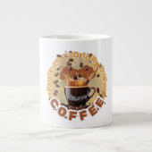 Caffeine First – Funny Coffee Mug for Coffee Lover Extra Grote Beker (Voorkant)
