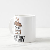 Caffeine First People Later Funny Coffee Mug (Devant gauche)