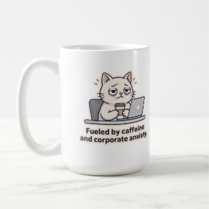 Caffeïne Kat Grappige Kantoor Uitgeput Kopje Koffiemok