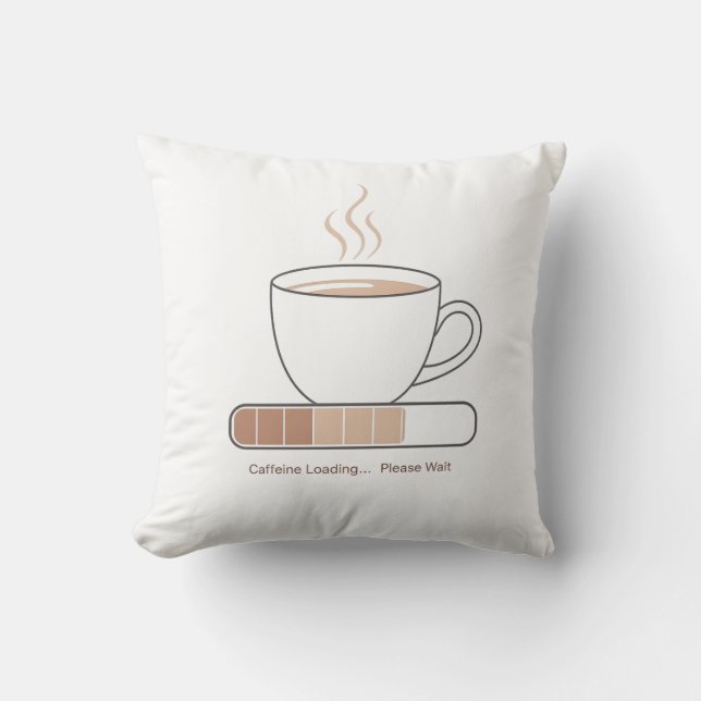 Caffeine Loading -Minimalist Funny Coffee Line Art Kussen (Voorkant)