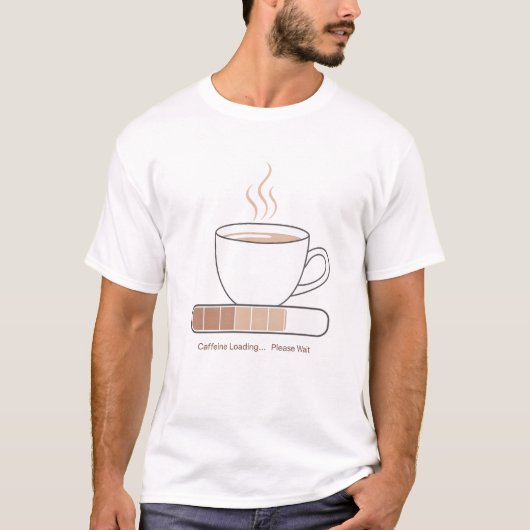 Caffeine Loading -Minimalist Funny Coffee Line Art T-shirt (Voorkant)