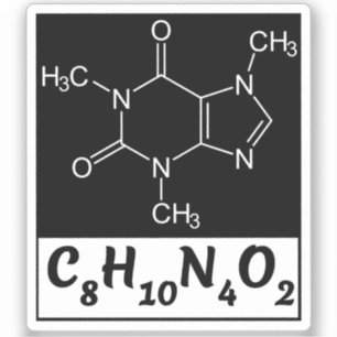 Caffeïne Moleculaire Formule - Zwarte Koffie  Sticker