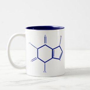 Caffeine Molecule - Blue Tweekleurige Koffiemok