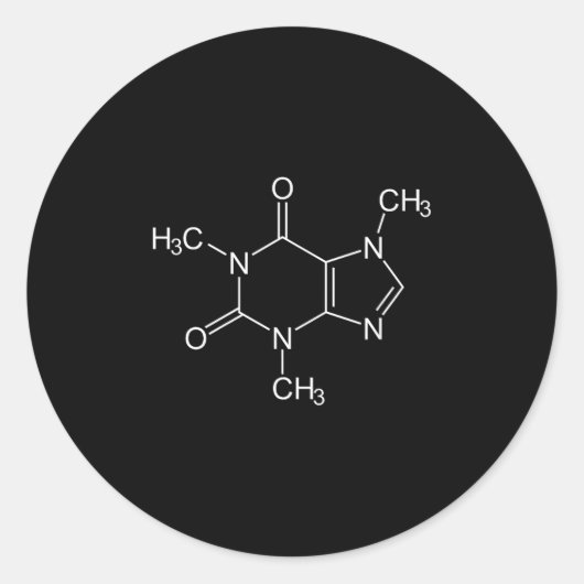 Caffeine Molecule Coffee Lovers Ronde Sticker (Voorkant)