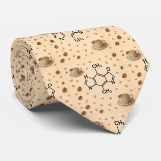 Caffeine Molecule & Coffee Pattern Necktie Stropdas