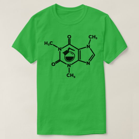 Caffeine Molecule Coffee Pot Lovers Formule Funny T-shirt (Design voorkant)