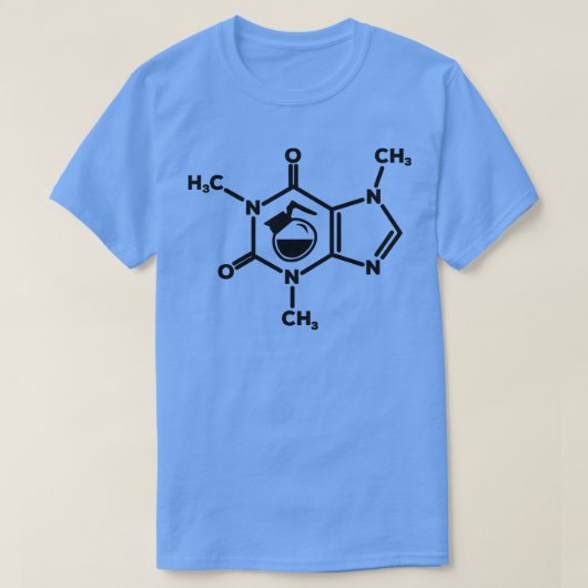 Caffeine Molecule Coffee Pot Lovers Formule Funny T-shirt (Design voorkant)