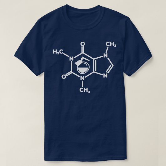 Caffeine Molecule Coffee Pot Lovers Formule Funny T-shirt (Design voorkant)