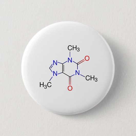 Caffeine Molecule Ronde Button 5,7 Cm (Voorkant)