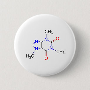 Caffeine Molecule Ronde Button 5,7 Cm