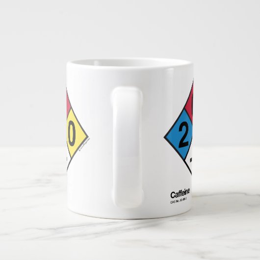 Caffeine-NFPA-veiligheidslabel Extra Grote Mok (Achterkant)