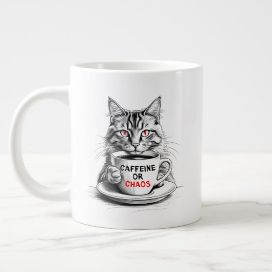 Caffeine Or Chaos Cat Coffee Lover  Extra Grote Beker (Links)