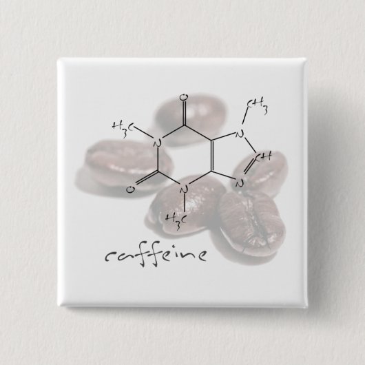 Caffeïnebonen Vierkante Button 5,1 Cm (Voorkant)