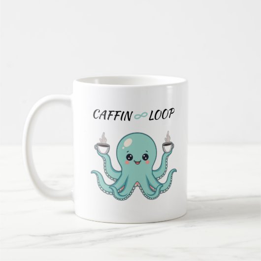 Caffin Loop Kawaii Coffee Mug – Octopus Cute  (Gauche)