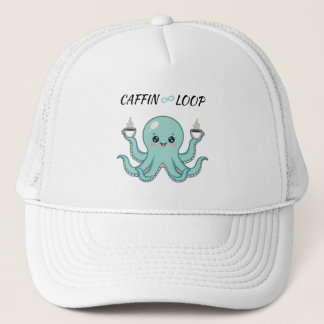 Caffin Loop Kawaii Hat - Cute Octopus Coffee Trucker Pet