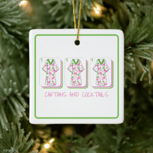 Caftans & Cocktails Preppy Mahjong Dames Custom Keramisch Ornament