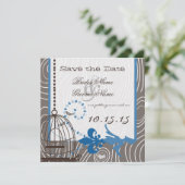 Cage à oiseaux à grain de bois dérive bleue Carte  (Debout devant)