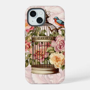 Cage à oiseaux floral aquarelle vintage romantique