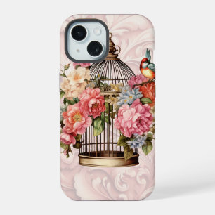 Cage à oiseaux floral aquarelle vintage romantique