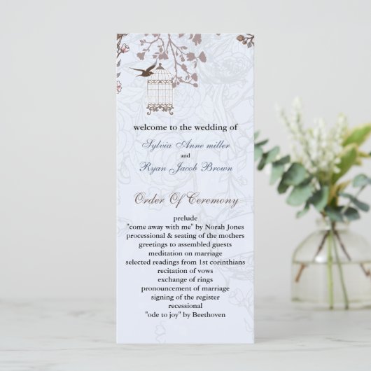 cage d'oiseau bleu floral, programmes de mariage i (Debout devant)