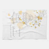 Cage d'oiseau jaune mariage serviette de cuisine p (Horizontal)