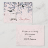 cage d'oiseau rose, cartes de réception de mariage (Devant / Derrière)