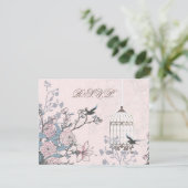 cage d'oiseau rose floral, inséparables RSVP (Debout devant)