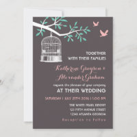 Cage d'oiseaux gris et Faire-part de mariage rusti
