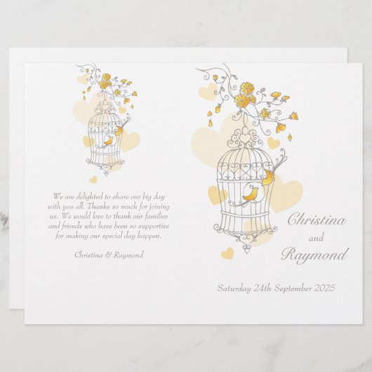 Cage d'oiseaux gris jaune grand programme de maria (Devant / Derrière)