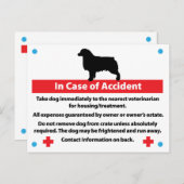 Cage pour chien - Carte en cas d'urgence : Aussie (Devant / Derrière)