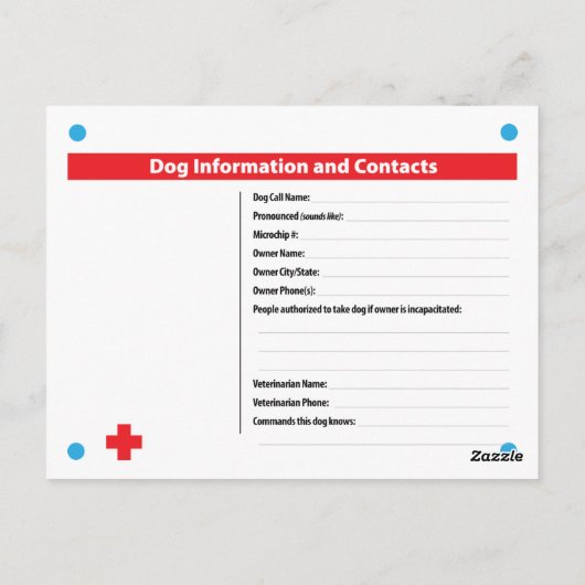 Cage pour chien - Carte en cas d'urgence : Aussie (Dos)