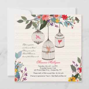 Cages d'oiseaux florales Invitation de la douche n